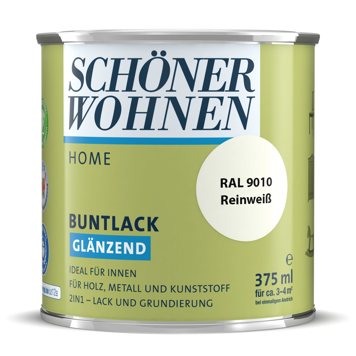 Schöner Wohnen Farbe Buntlack Home Reinweiß glänzend 375 ml