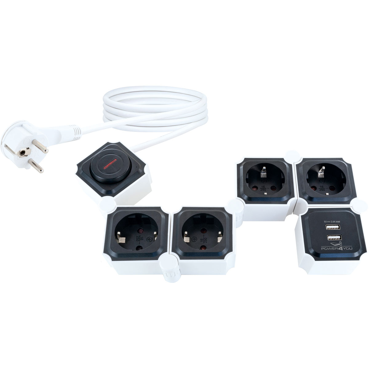 Schwaiger  Steckdosenleiste mit USB schwarz Bild 2