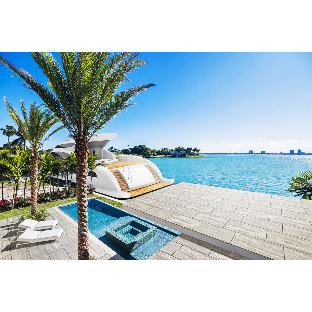 Terrassenplatte No 1 Bagattini Pietra Di Luna Grau-weiß meliert