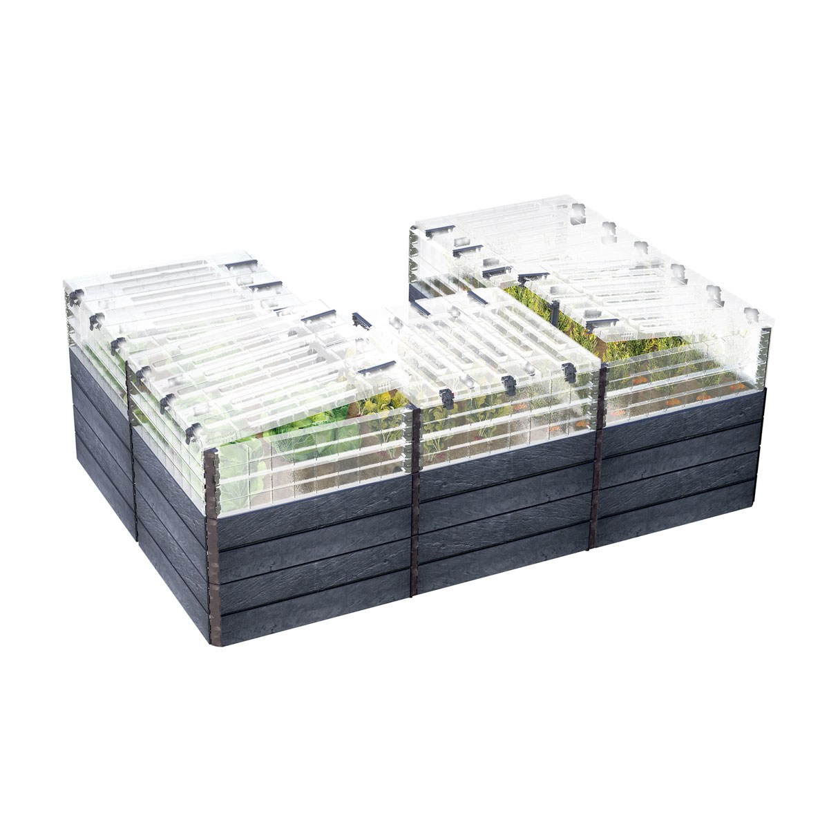 Garantia Hochbeet Ergo Quadro TurboPlus U L 80t Stone, inkl. FLORA Wassersparsystem