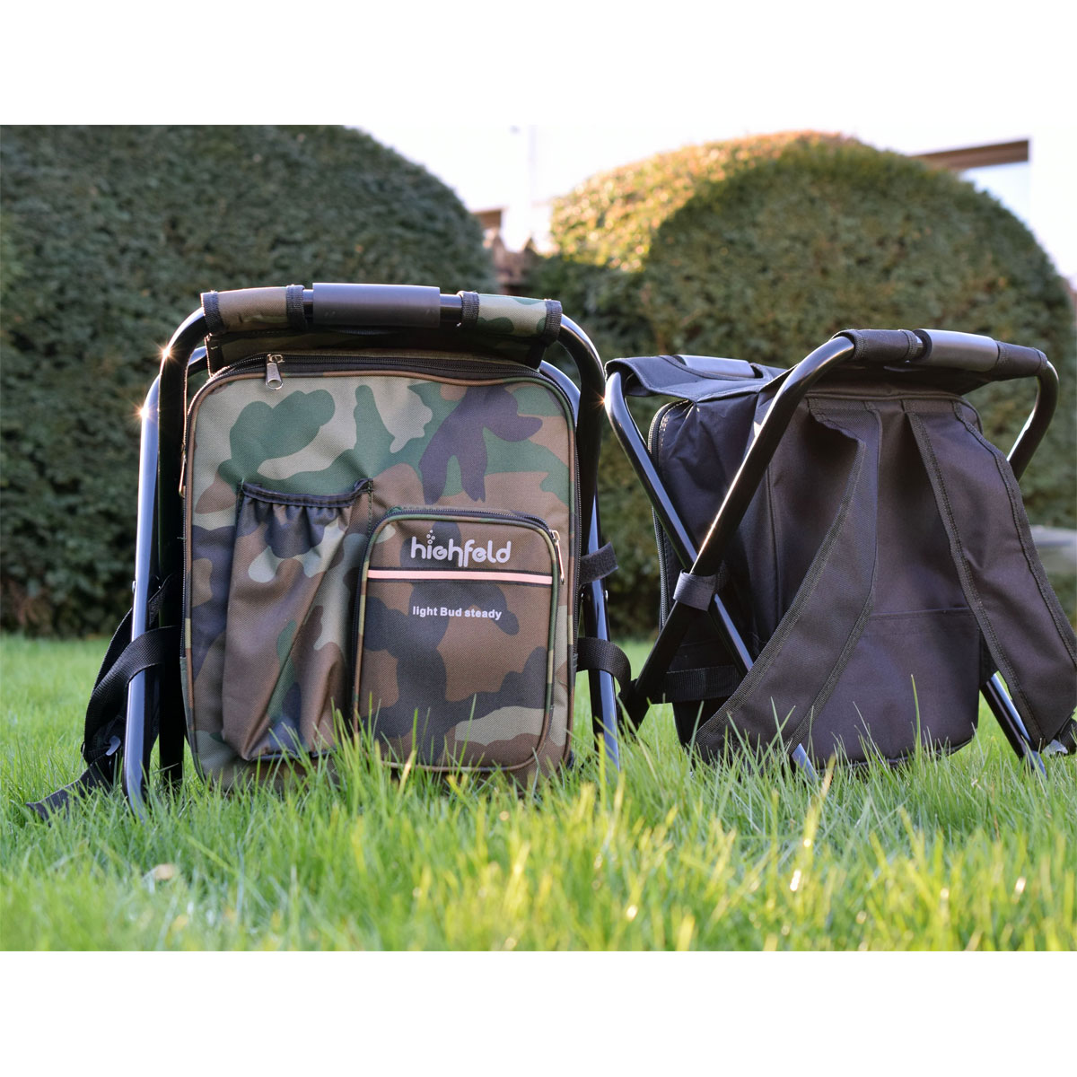 highfeld 3 in 1 Camping Stuhl mit Rucksack und Kühltasche black Bild 10