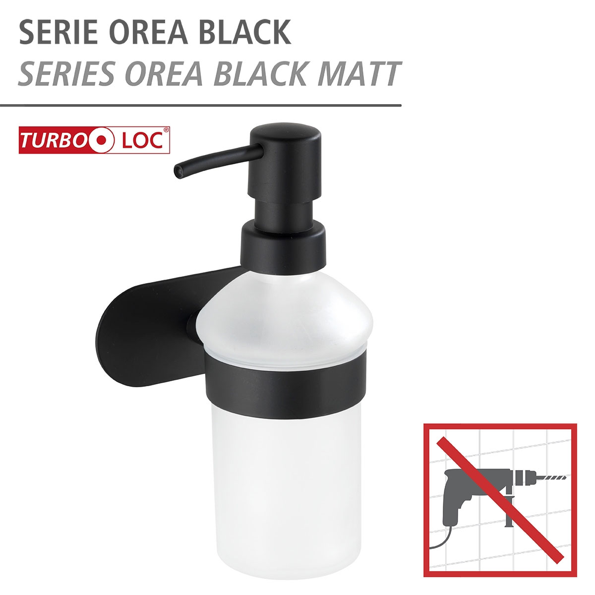 Wenko  Turbo-Loc Edelstahl Seifenspender Orea Black Matt Flüssigseifen-Spender Befestigen ohne bohren ca 200 ml Bild 2