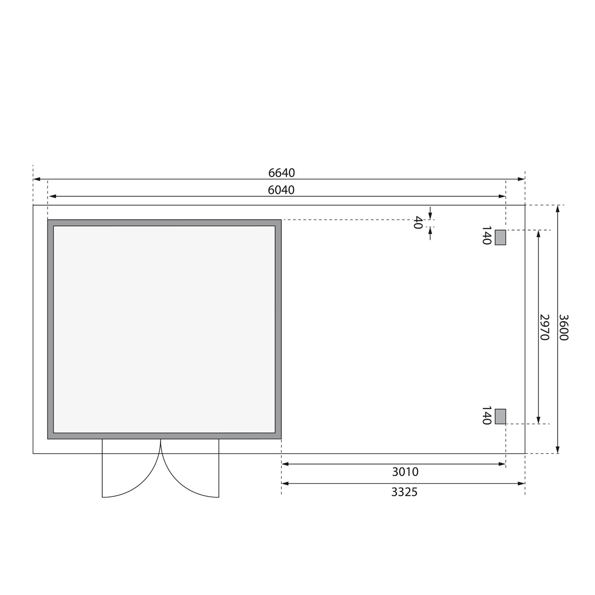 Karibu  Gartenhaus Northeim 3 terragrau 40 mm mit Anbaudach Bild 8