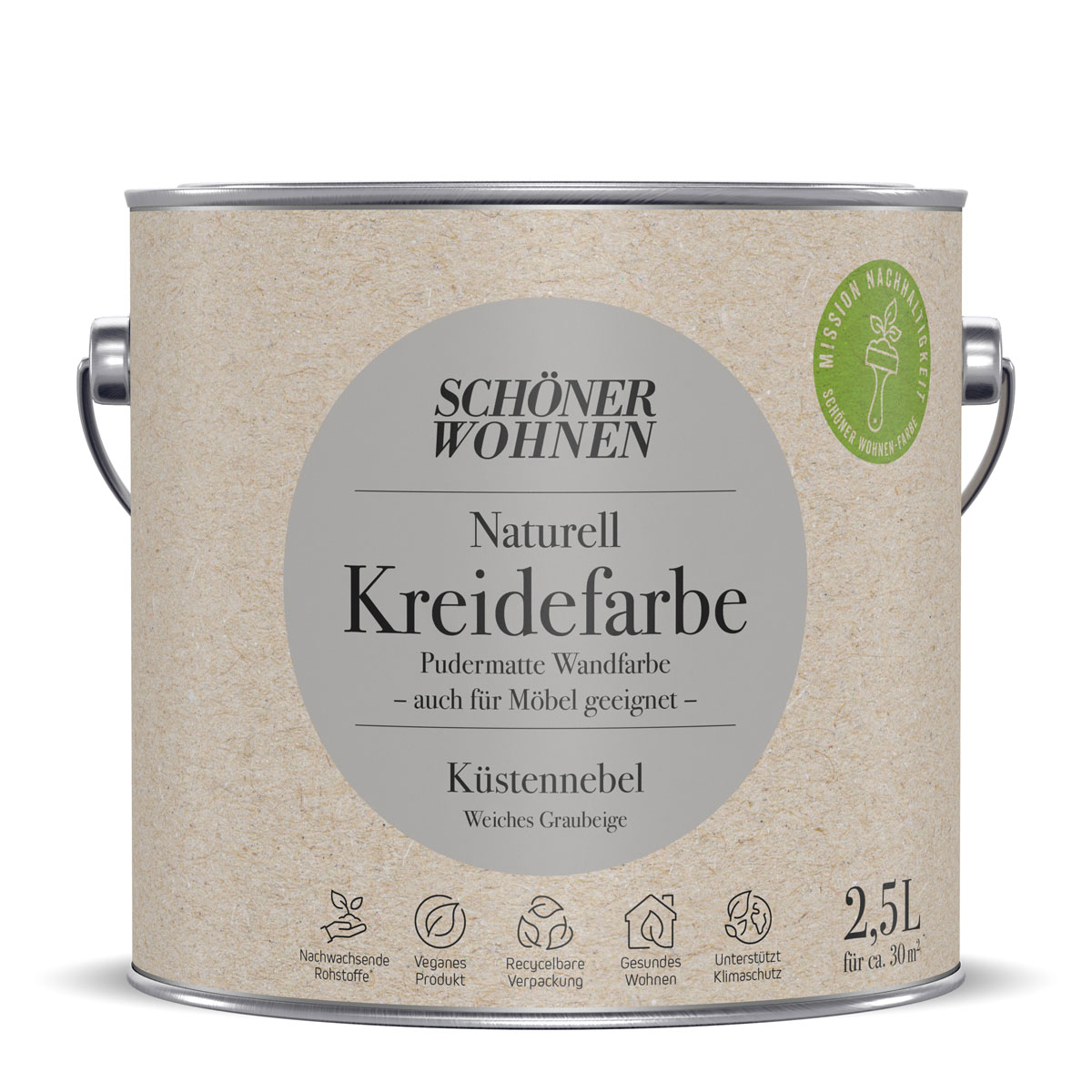 Schöner Wohnen Farbe Naturell Kreidefarbe 2,5 L Kuestennebel