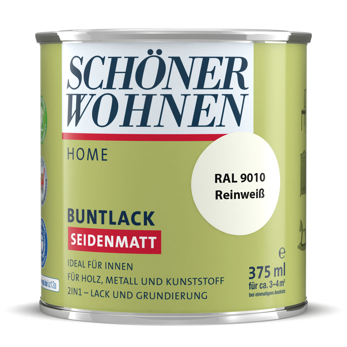 Schöner Wohnen Farbe Buntlack Home Reinweiß seidenmatt 375 ml