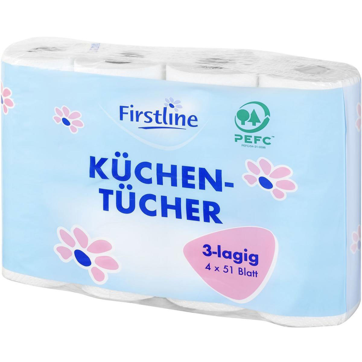 Firstline Küchentücher 3 lagig 4 x 51 Blatt