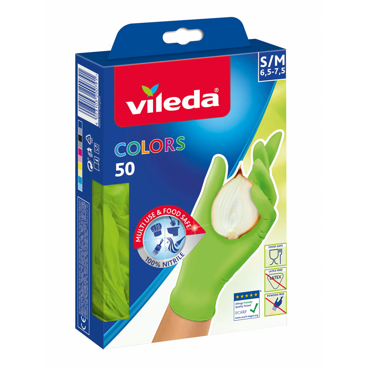 Vileda Nitril Handschuhe Colors S/M Pink/Grün 50 Stück Bild 2
