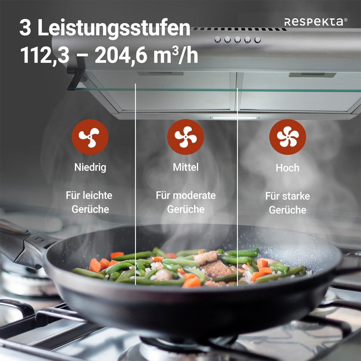 Respekta Tilla Unterbauhaube CH1259IXCN 60 cm Edelstahl Bild 7