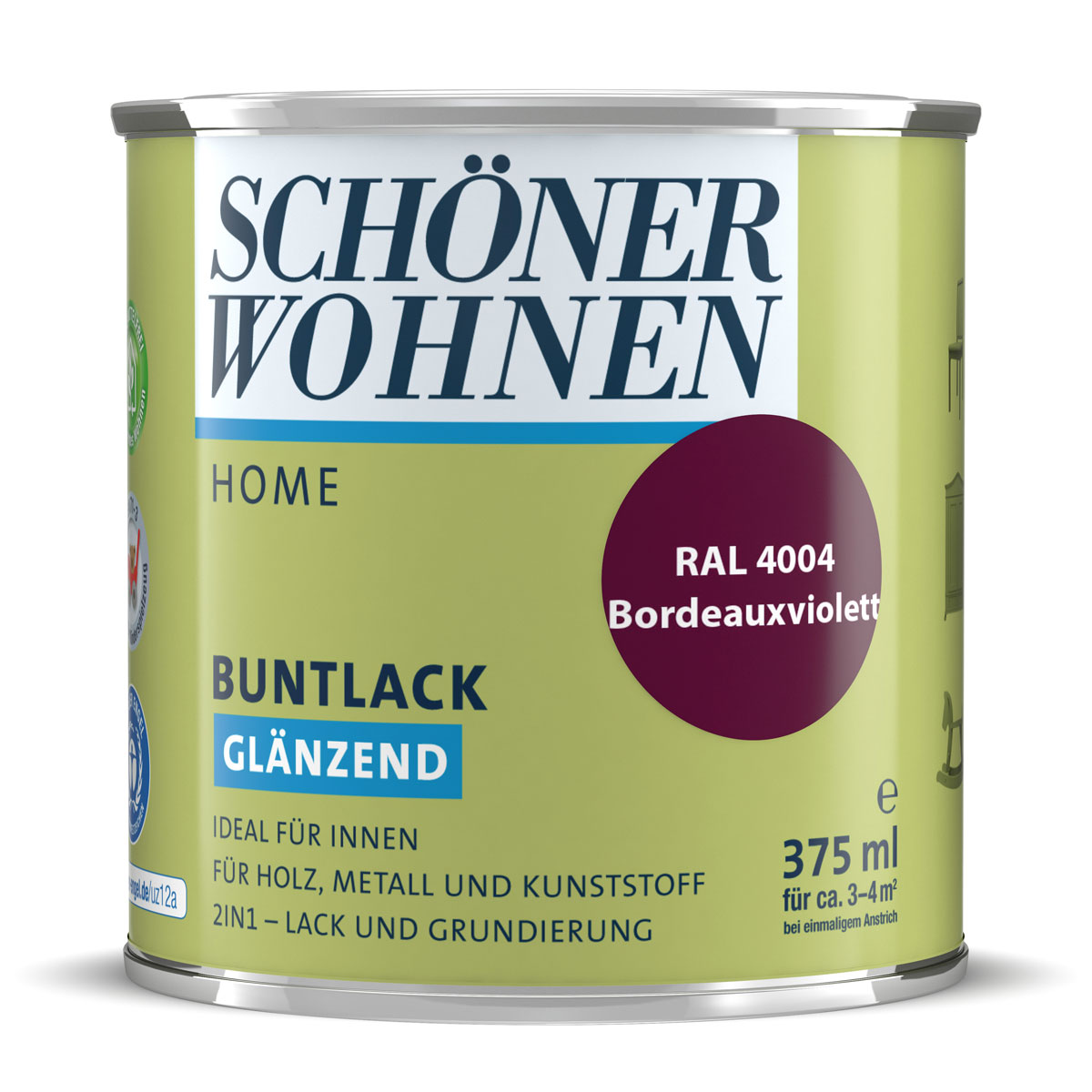 Schöner Wohnen Farbe Buntlack Home Bordeauxviolett glänzend 375 ml Schöner Wohnen Farbe Buntlack Home Bordeauxviolett glänzend 375 ml