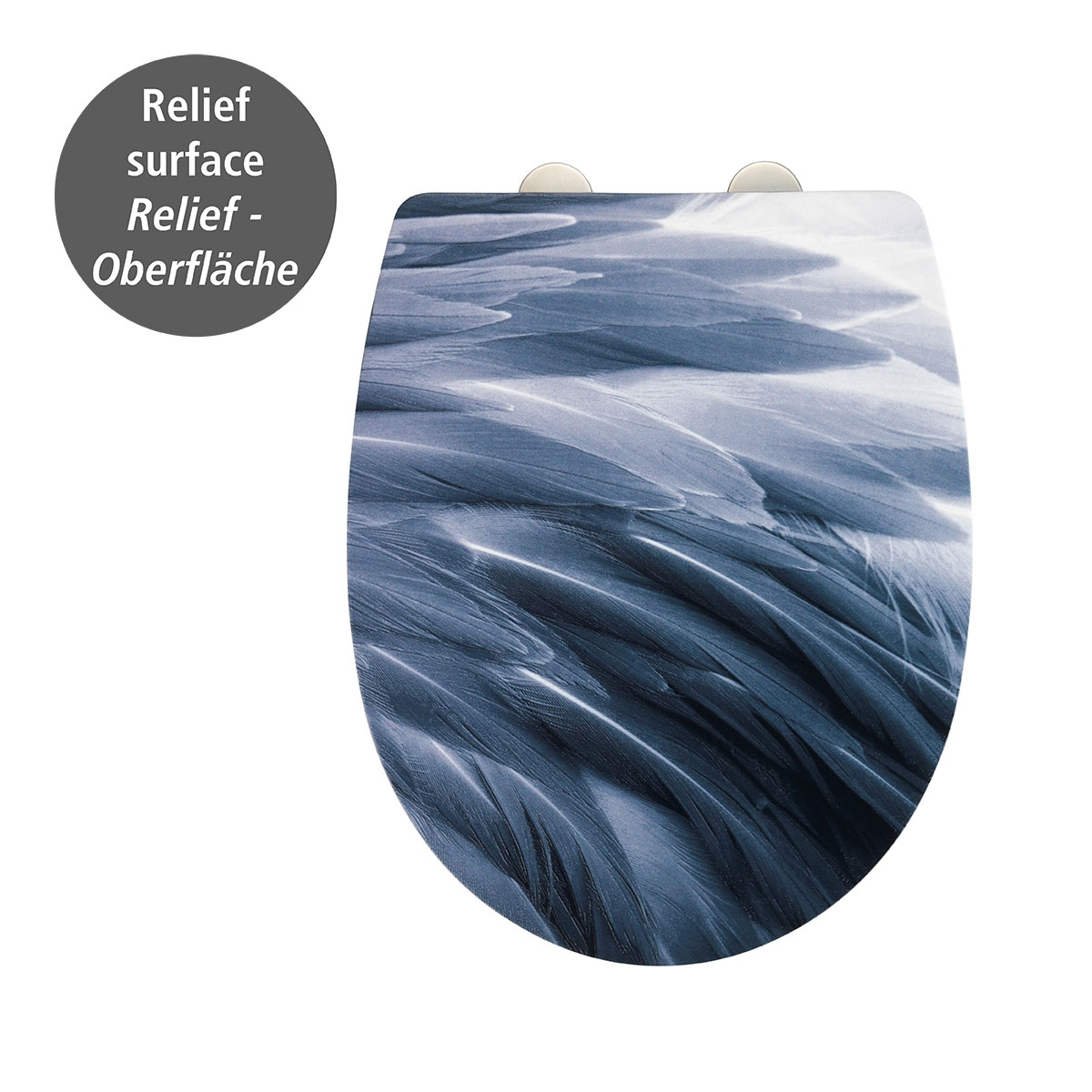 Wenko  WC-Sitz Plumes mit Relief-Oberfläche Toilettensitz mit Absenkautomatik Schnellbefestigung aus bruchstabilem Thermoplast Bild 2