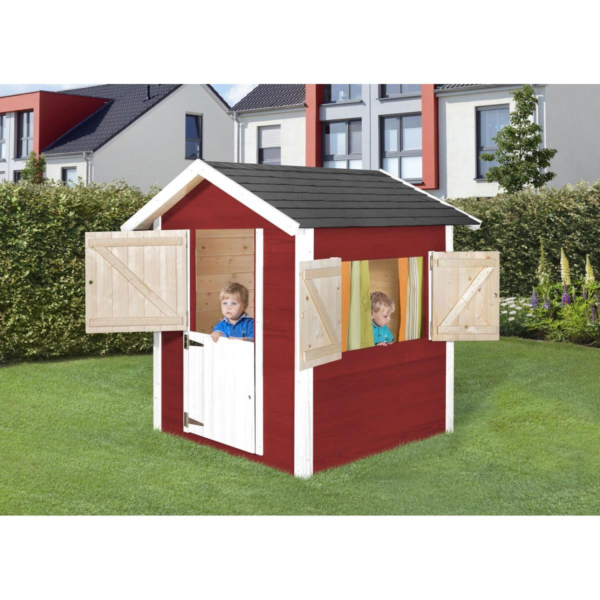 Weka Kinderspielhaus Tabaluga 818 inkl Fensterläden rot/weiß Bild 1