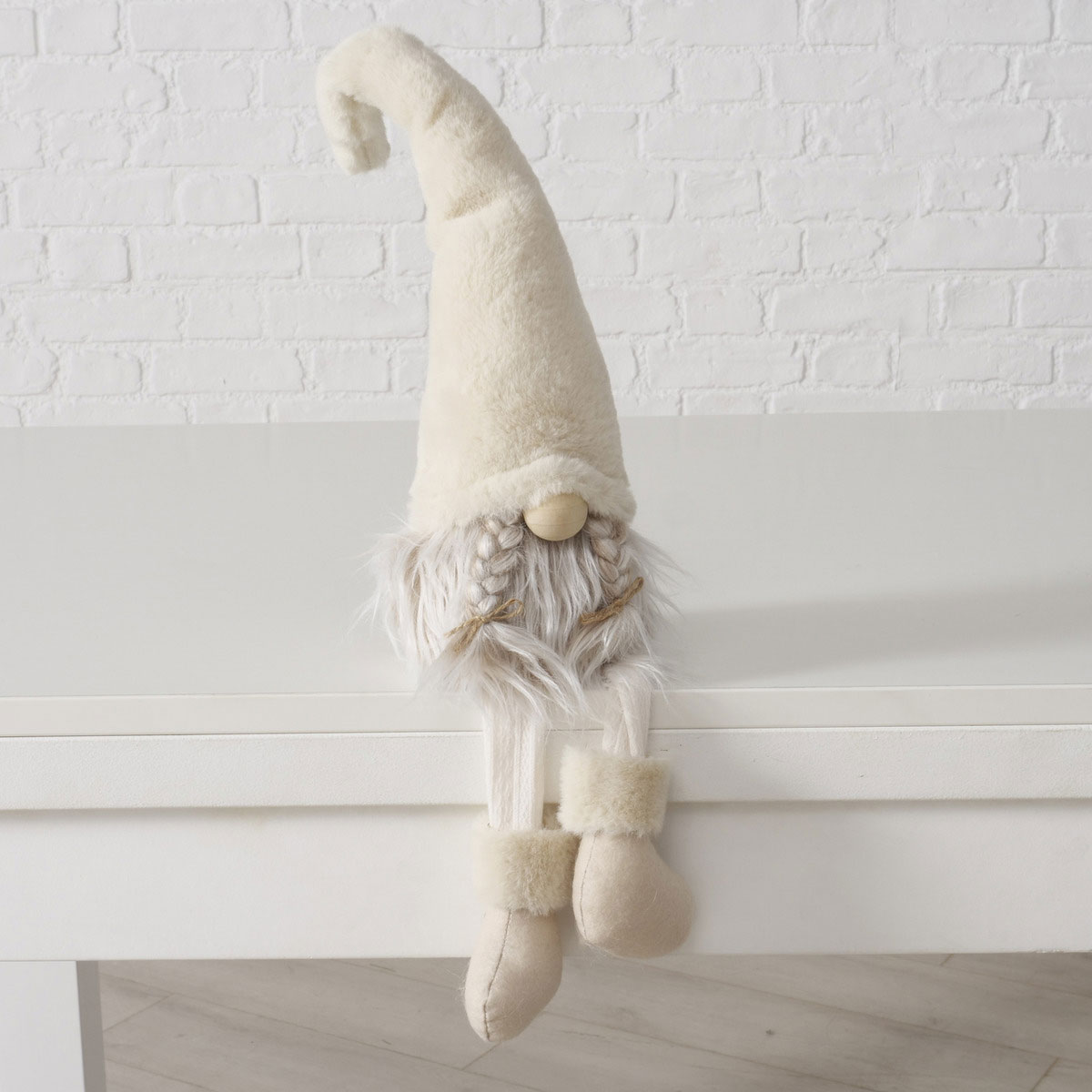 Kantenhocker Tanyo Wichtel 14 x 13 x 58 cm beige Stein Textil Bild 5