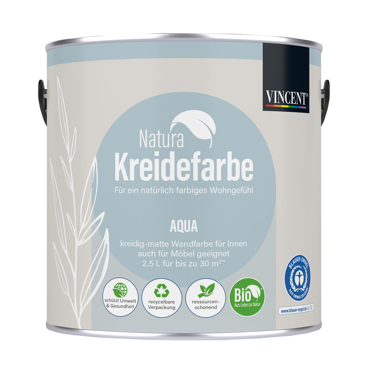 Vincent  Natura Kreidefarbe Aqua matt 2,5 L