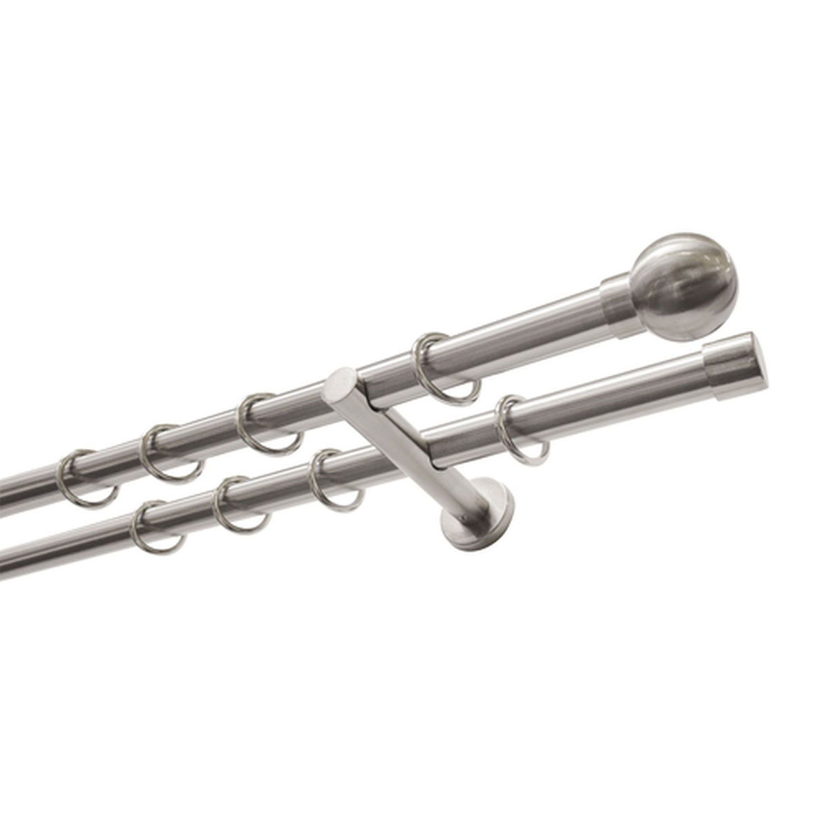 Gardinia Gardinenstange 2-Lauf Kugel Durchmesser 20 mm 160 cm Edelstahl-optik