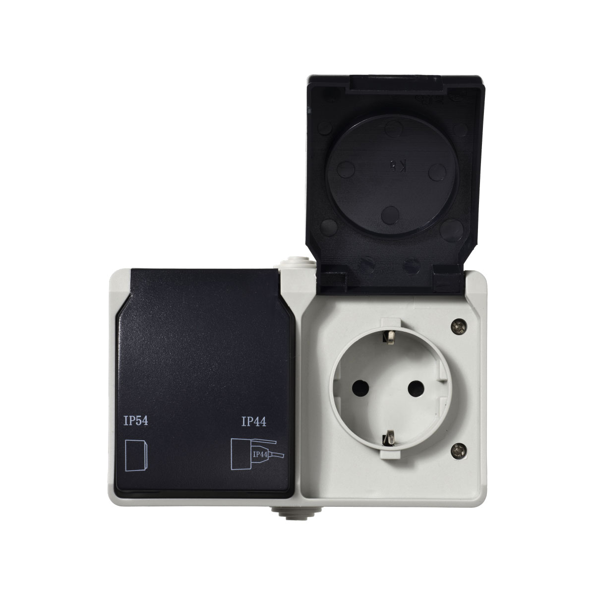 2-fach Aufputz-Steckdose Basic Feuchtraum grau Bild 1