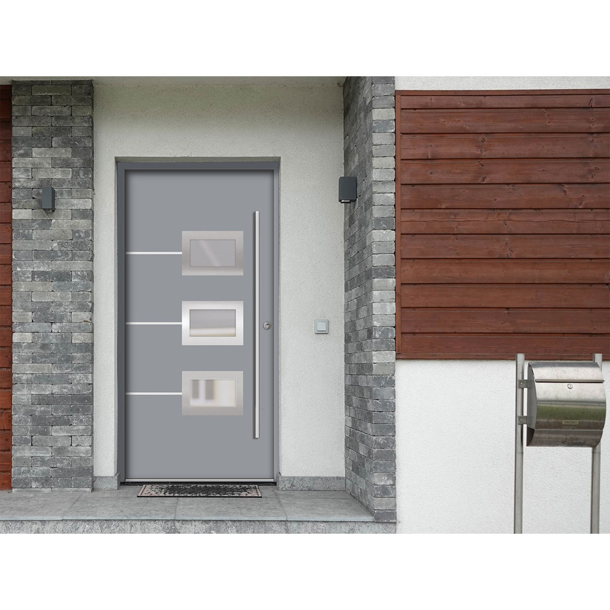 SplenDoor  Premium-Haustür Passivedoor Bergen RC2 energiesparend einbruchsicher grau 100 x 200 cm rechts Bild 2