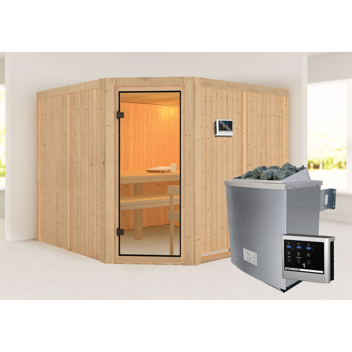 Karibu Sauna Ystad naturbelassen externe Steuerung Bild 1