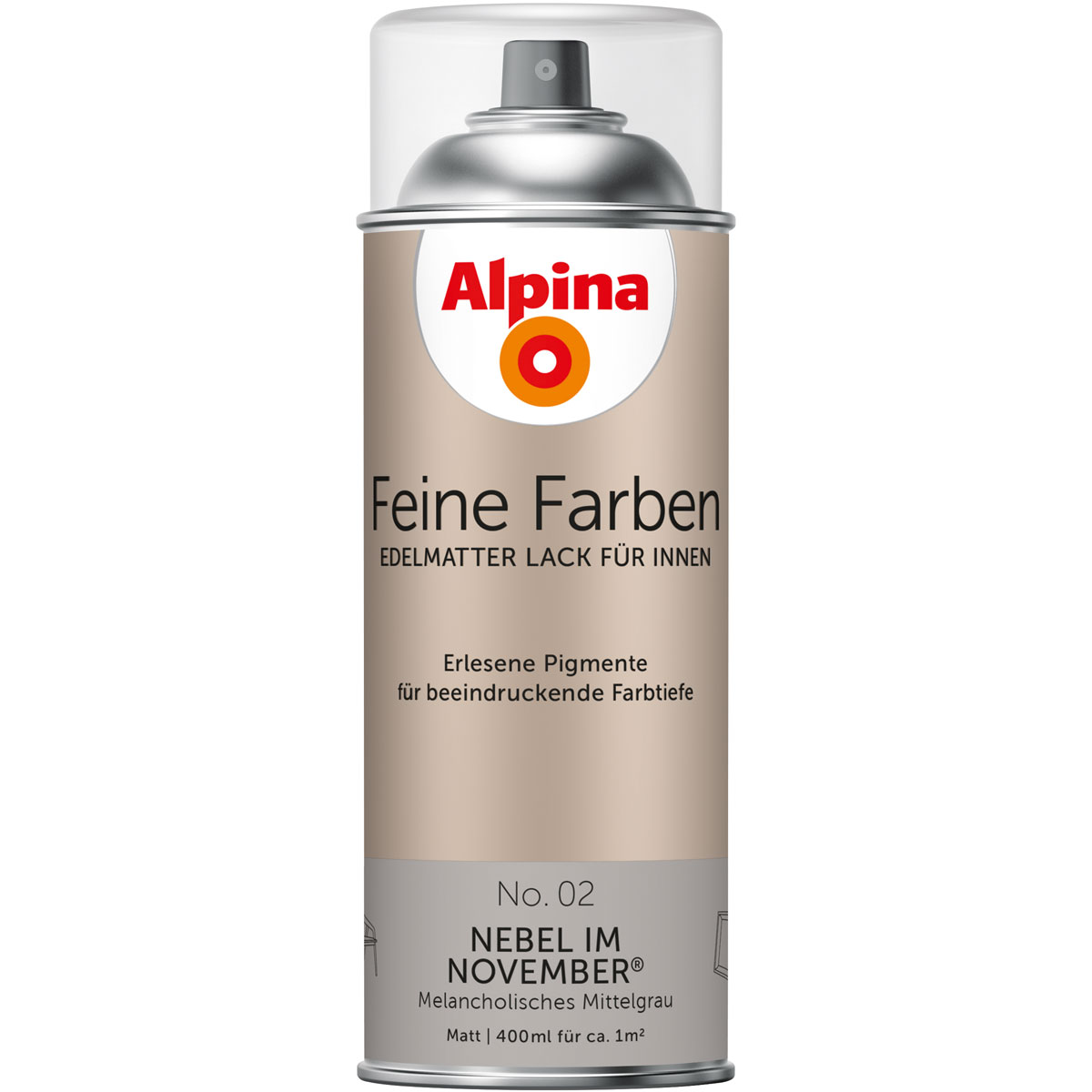 Alpina Buntlack Feine Farben Sprühlack No 02 Nebel im November edelmatt 400ml
