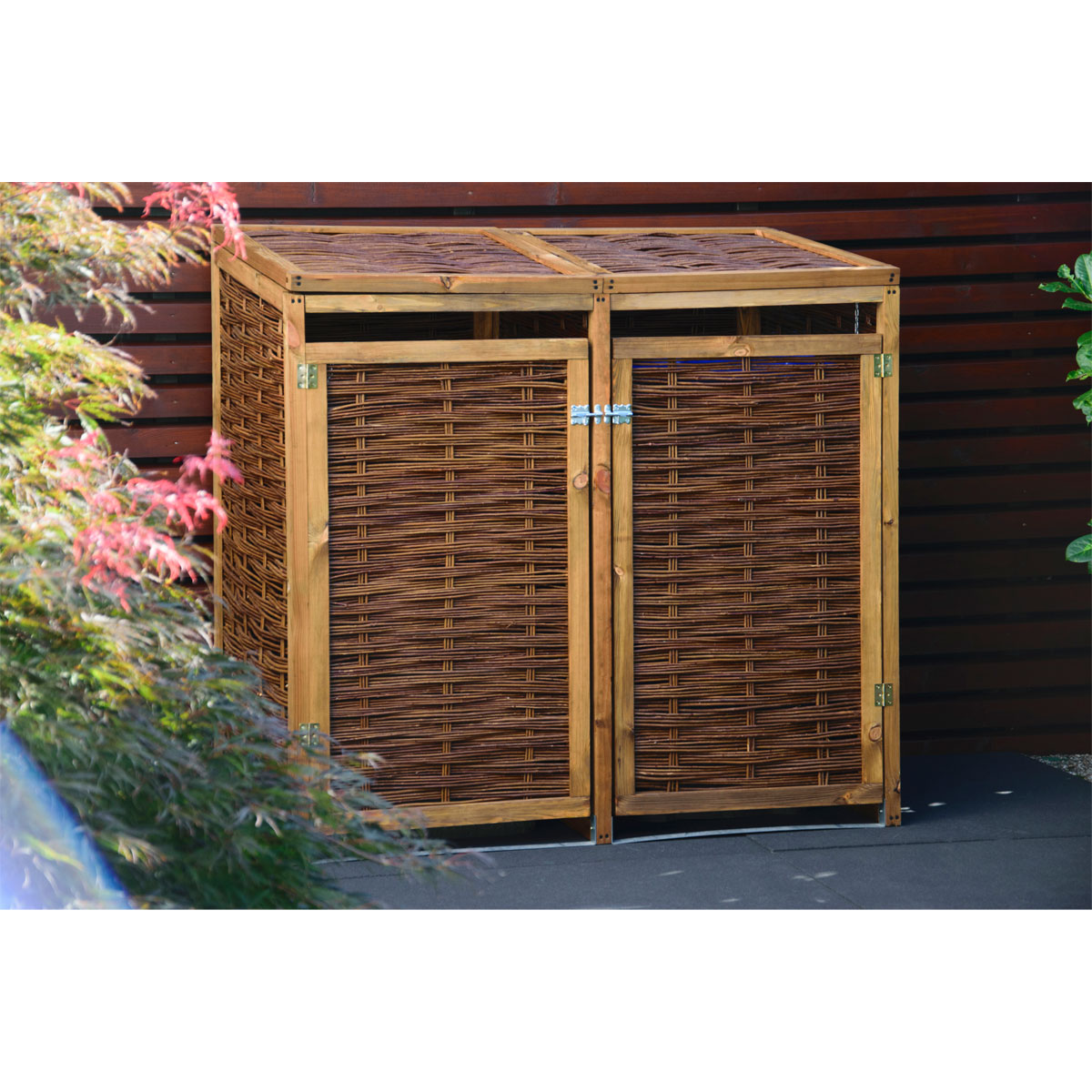 dobar Holz-Mülltonnenbox 137 x 83 x 132 cm braun Bild 7