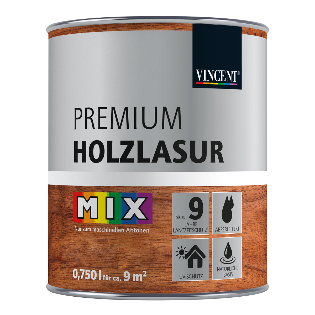 Vincent Holzschutz Premium Holzlasur MIX IT! 0,75 l