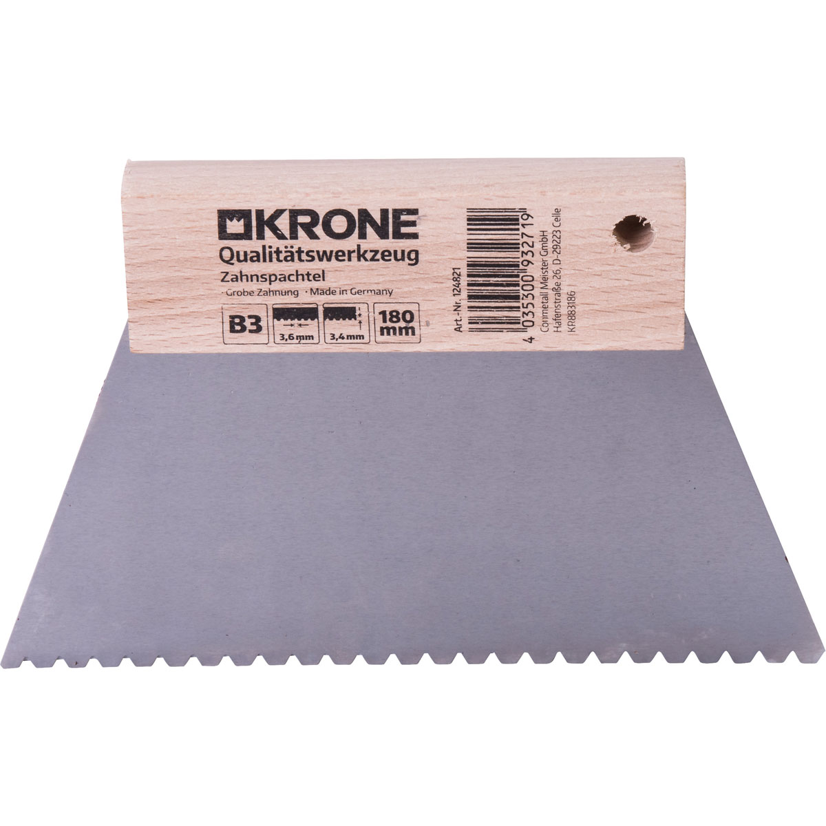 Krone  Zahnspachtel 180 mm B3 3,7 x 3,25mm Krone  Zahnspachtel 180 mm B3 3,7 x 3,25mm