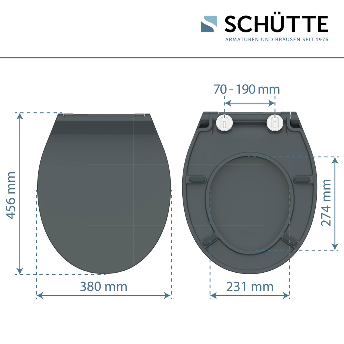 Schütte Duroplast WC-Sitz SLIM ANTHRAZIT mit Absenkautomatik und Schnellverschluss Bild 6