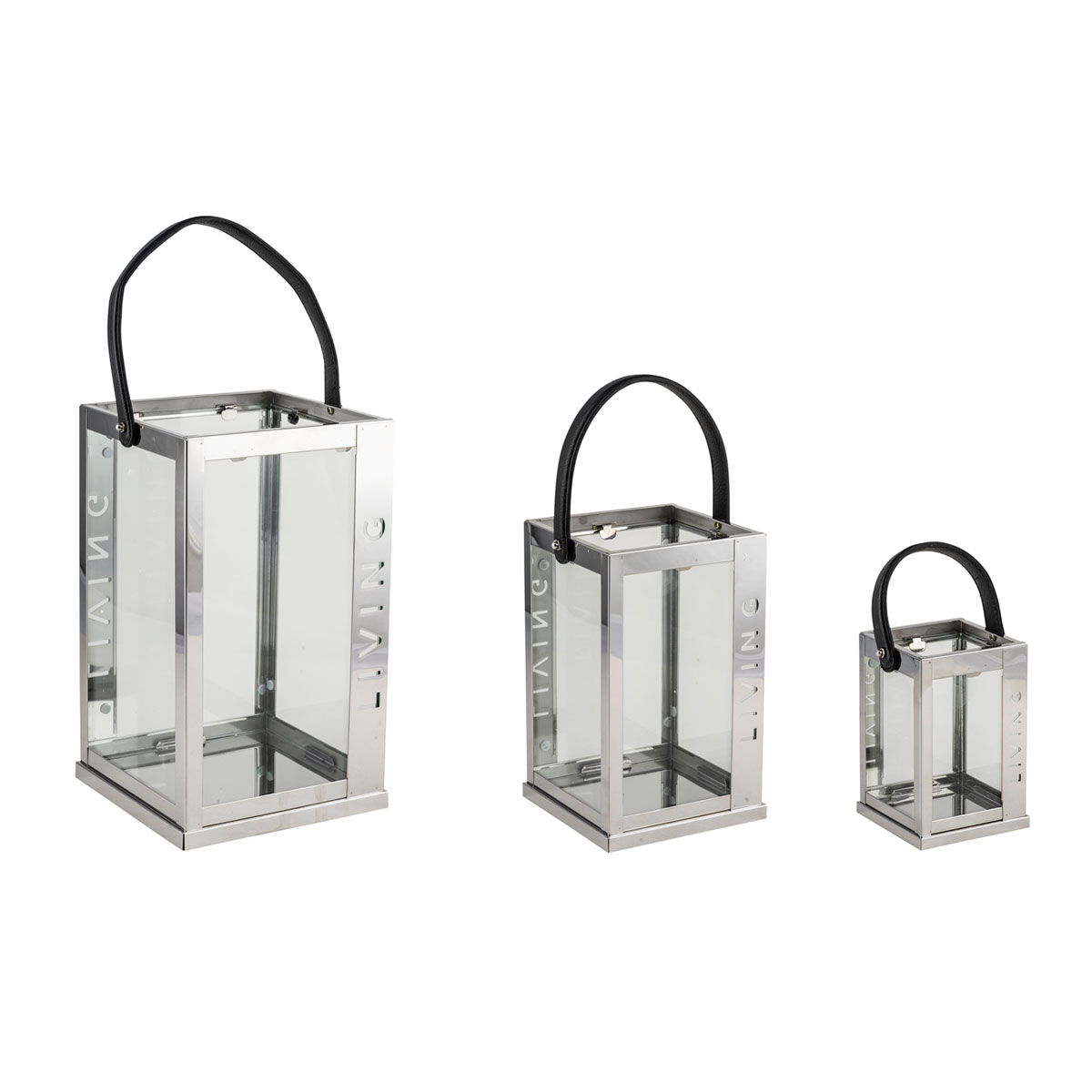 Kunstgewerbe Gehlmann Edelstahllaterne silber 10 x 10 x 15 cm