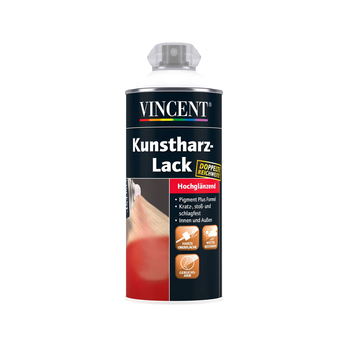 Vincent Kunstharzsprühlack reinweiß 0,15 L Hochglänzend Vincent Kunstharzsprühlack reinweiß 0,15 L Hochglänzend