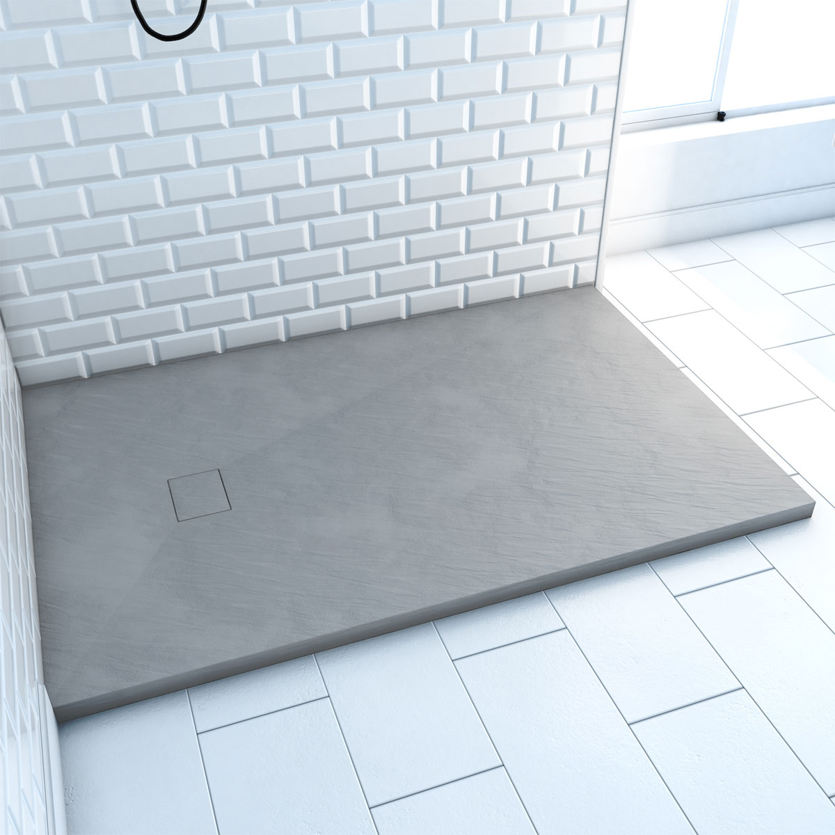 Aurlane Duschtasse Stone SMC grau 80 x 120 cm 