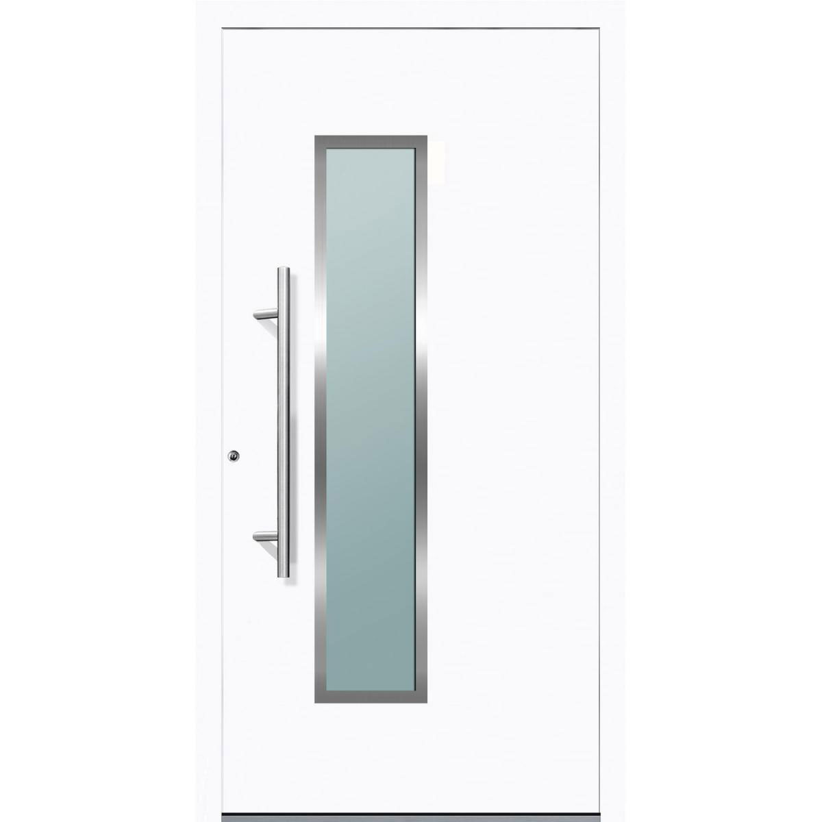 Aluminium Sicherheits-Haustür Ravenna Exklusiv 75 mm weiß 100 x 210 cm Anschlag links inkl Griffset