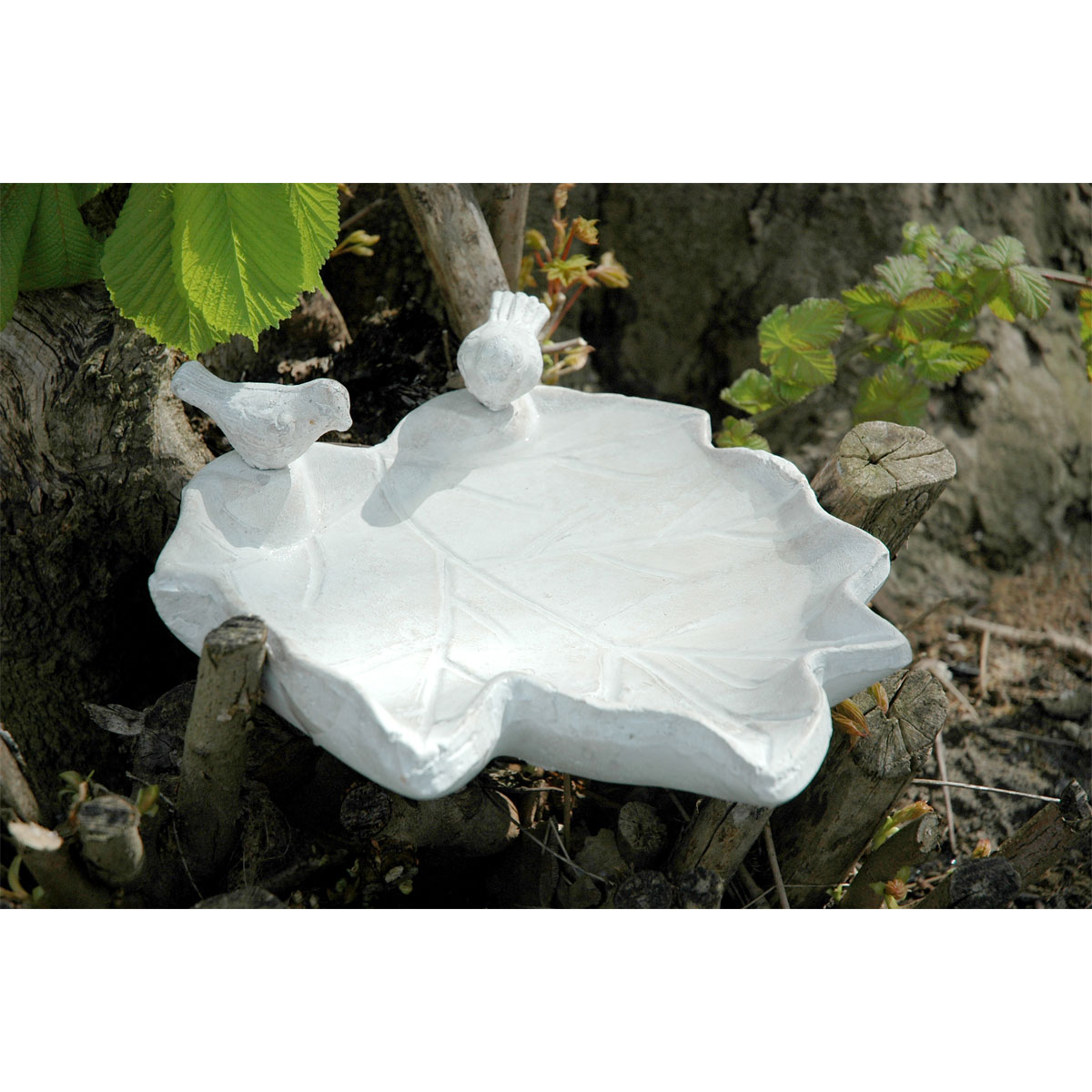 dobar Vogeltränke Blatt-Paradies 31 x 29,5 x 5,5 cm Keramik Weiß |  K000065028