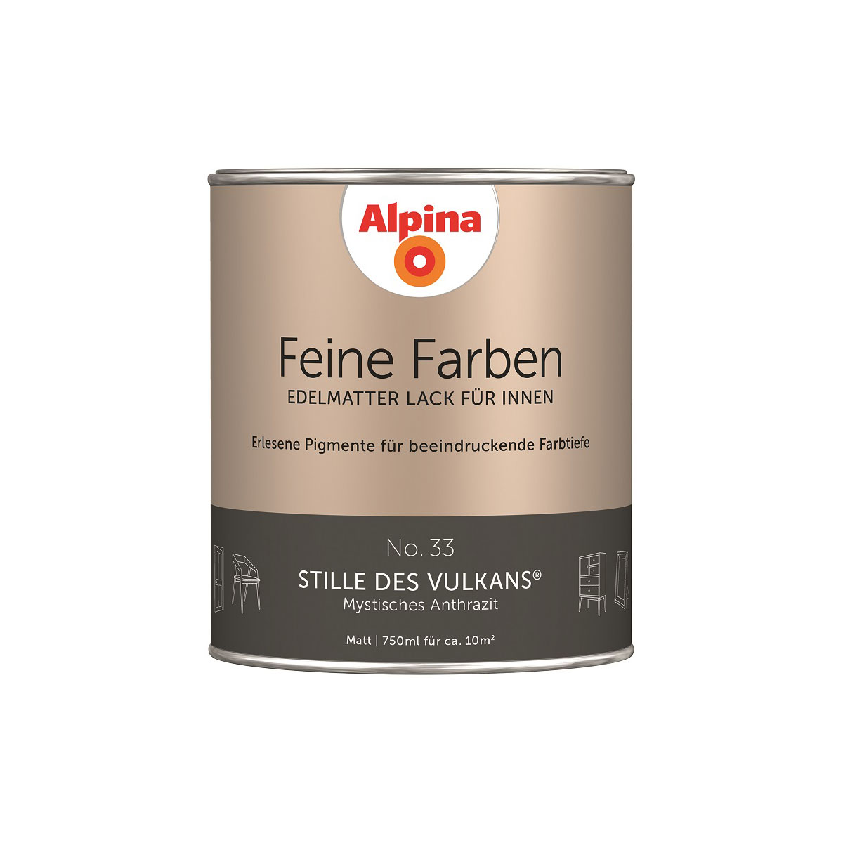 Alpina Buntlack Feine Farben Lack No 33 Stille des Vulkans edelmatt 750ml