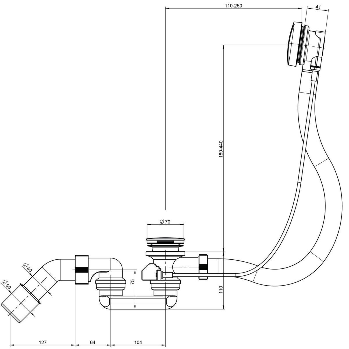 Ottofond Ab-/Überlaufgarnitur für Eckwannen chrom Bild 2