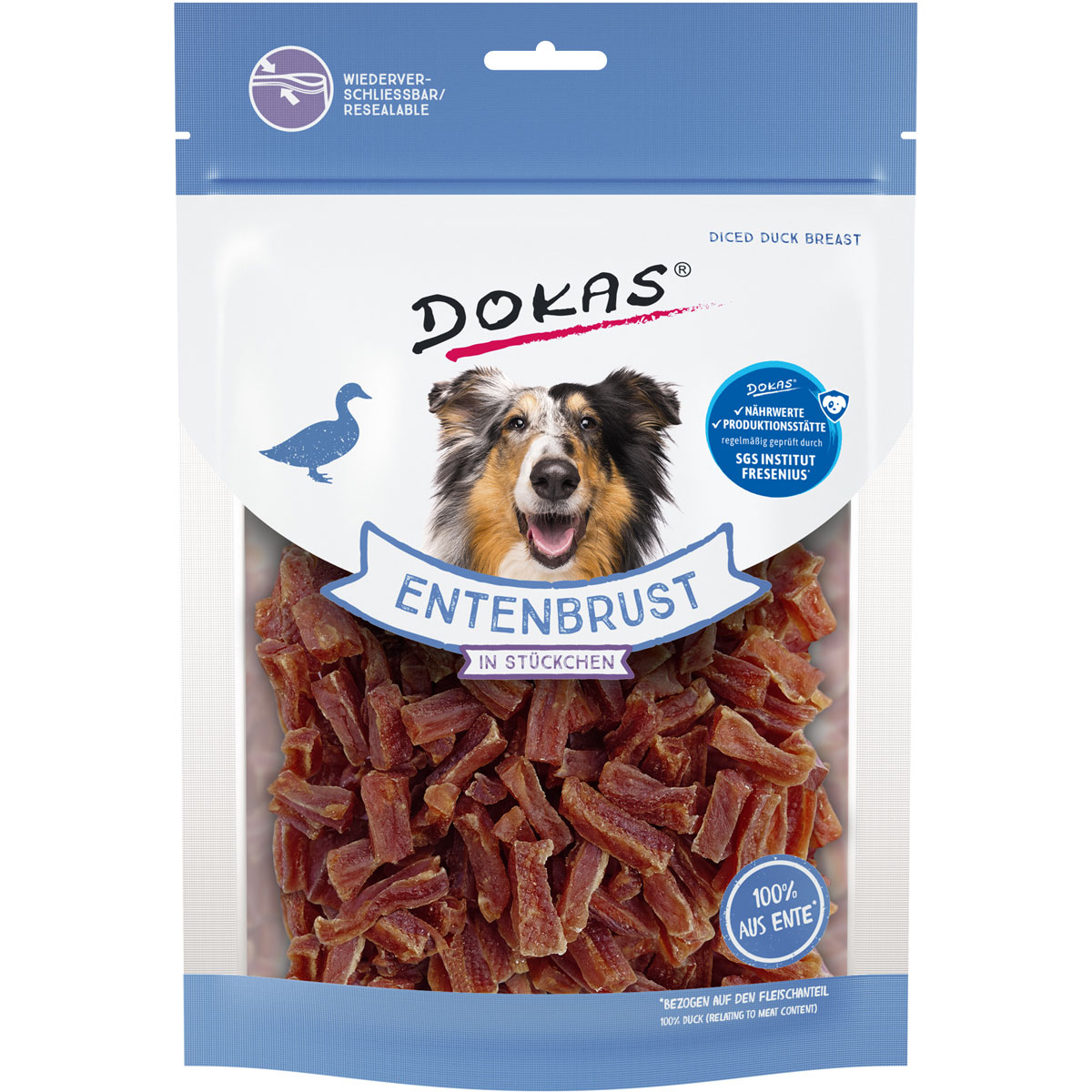 Dokas Hundesnack Entenbrust-Stückchen 200 g