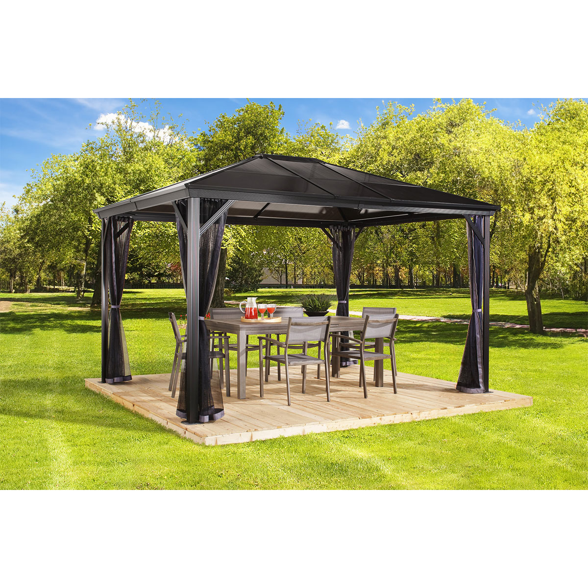 Sojag Pavillon Verona 1014 inkl. Moskitonetz 298,3x422,5x261cm Anthrazit Bild 3