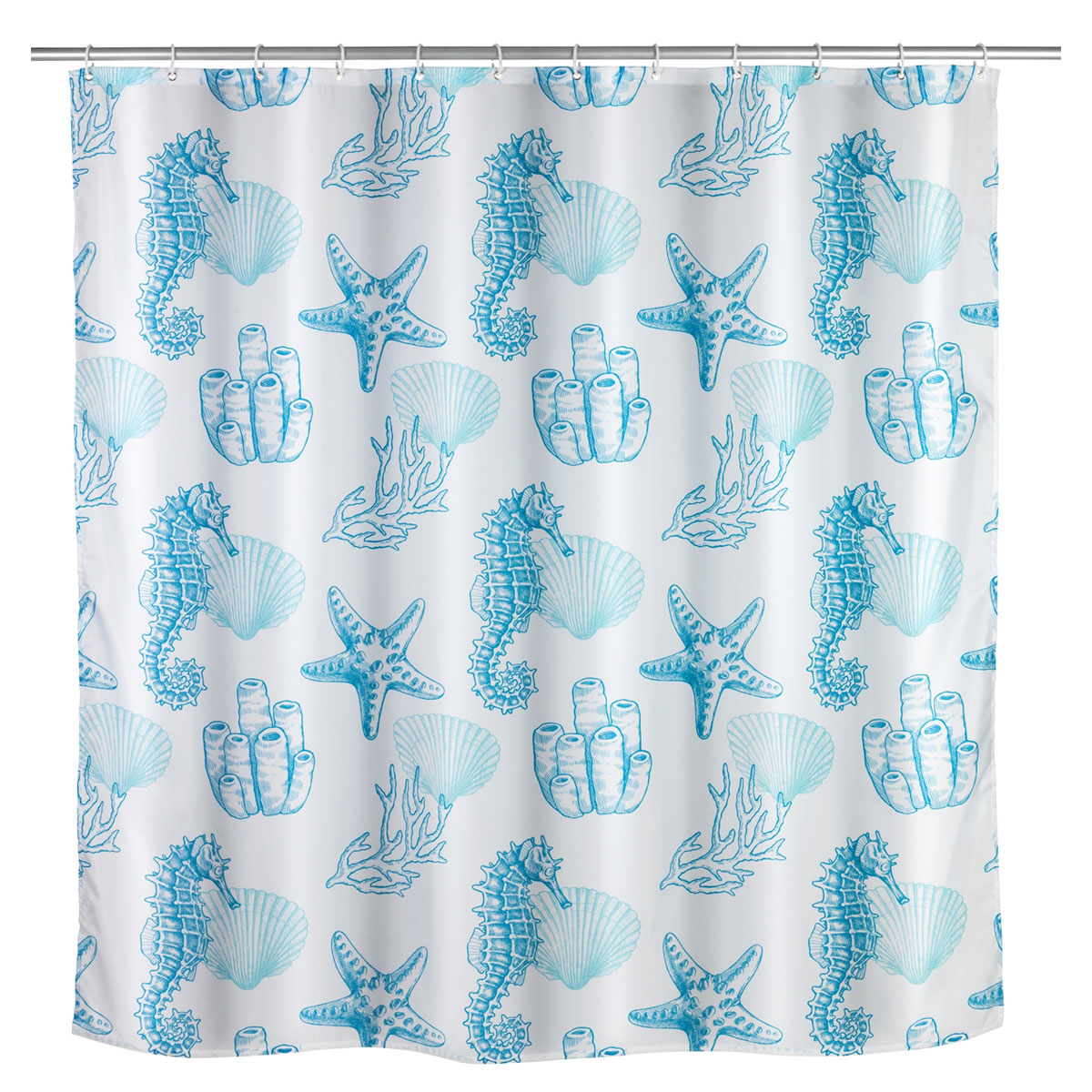 Wenko Anti-Schimmel Duschvorhang Lagoa Textil Polyester 180 x 200 cm waschbar