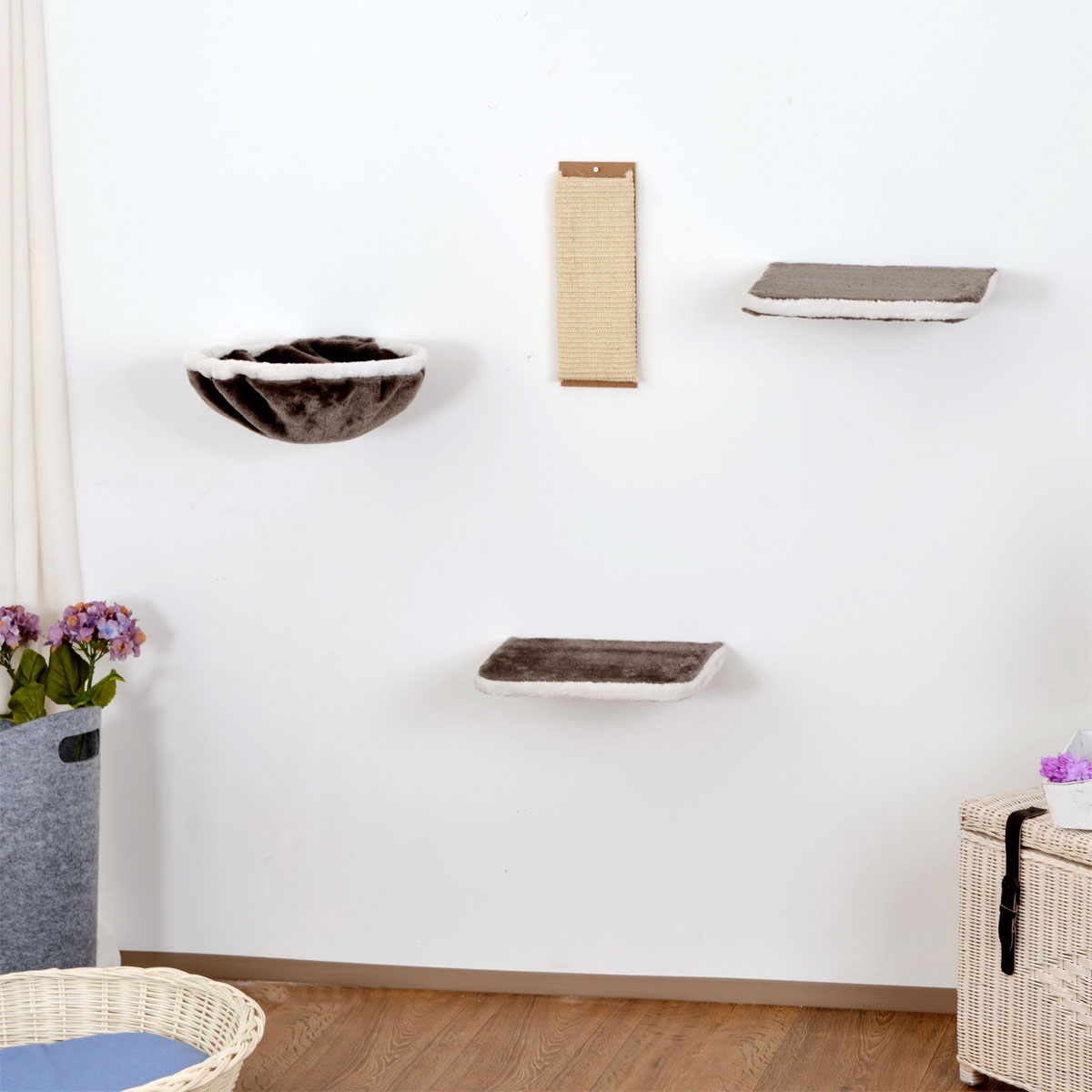 Silvio design Katzen-Kletterwand 4-teilig grau