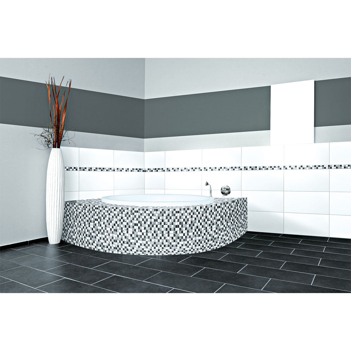 Mosaik Marmormatten 23/23 grau-weiß 30 x 30 x 0,8 cm Bild 2