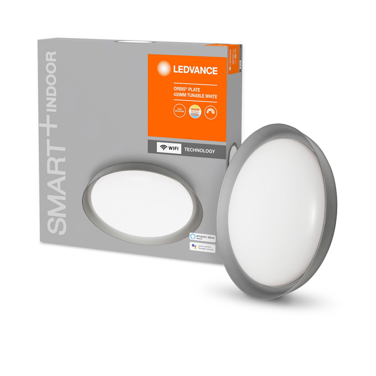 Ledvance SMART+ Deckenleuchte Orbis Plate Durchmesser 43 cm grau