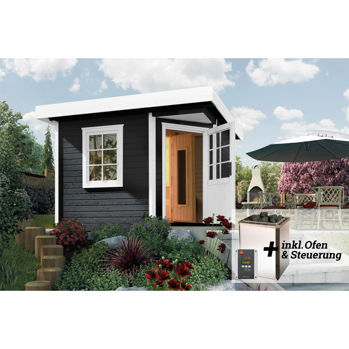 Weka  Saunahaus Salo Größe 2 Sparset 7,5 kW Bio S grau Bild 2