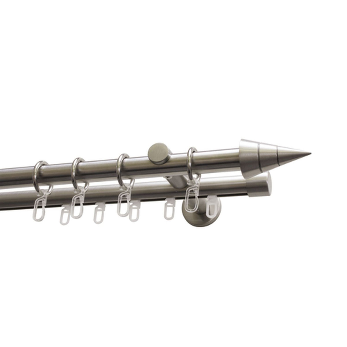 Gardinia Gardinenstange 2-Lauf Kegel Durchmesser 20 mm 160 cm Edelstahl-optik