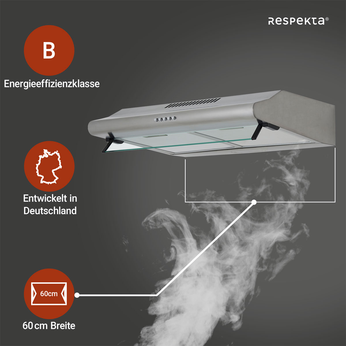 Respekta Tilla Unterbauhaube CH1259IXCN 60 cm Edelstahl Bild 3