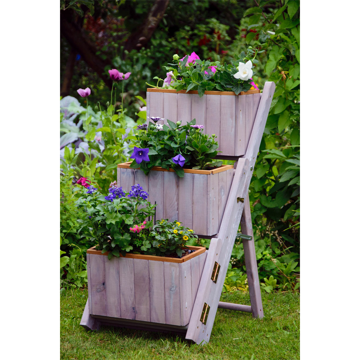 dobar Pflanztreppe ausklappbar 41 x 85 x 55 cm grau Kiefer grau Bild 4