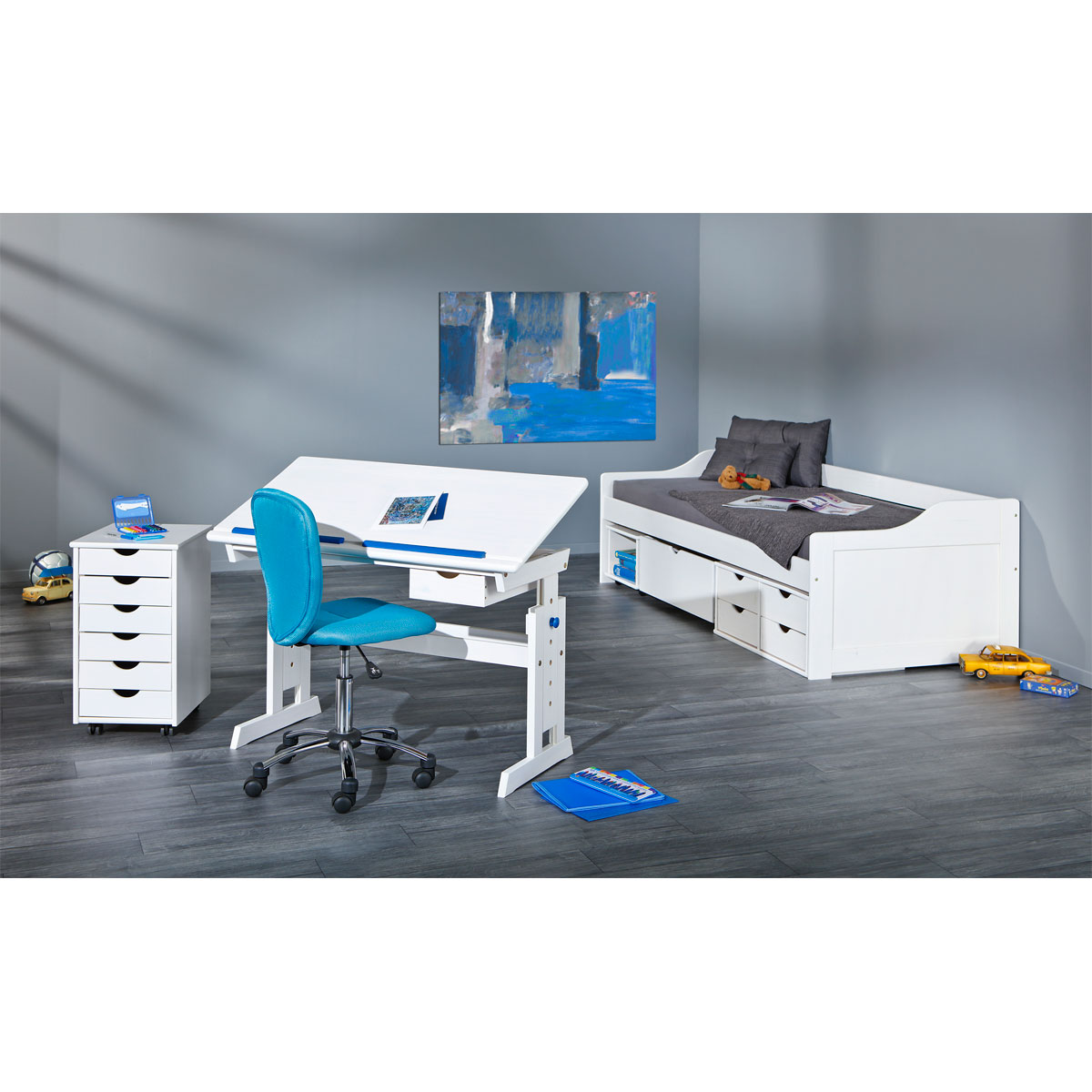 Inter Link Schreibtisch „Baru“, mit Schublade, rosa weiß, 109x90x55 cm Bild 9