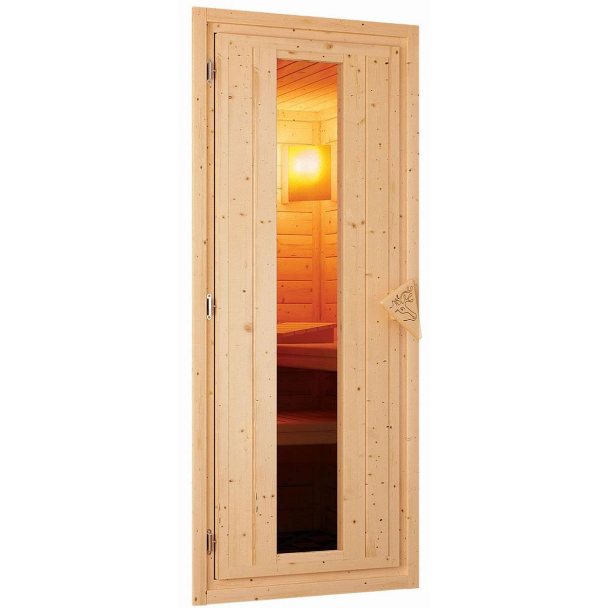 Karibu Sauna Fanja Fronteinstieg 3,6 kW Ofen integr Strg kein Kranz Klarglas-Tür Bild 4