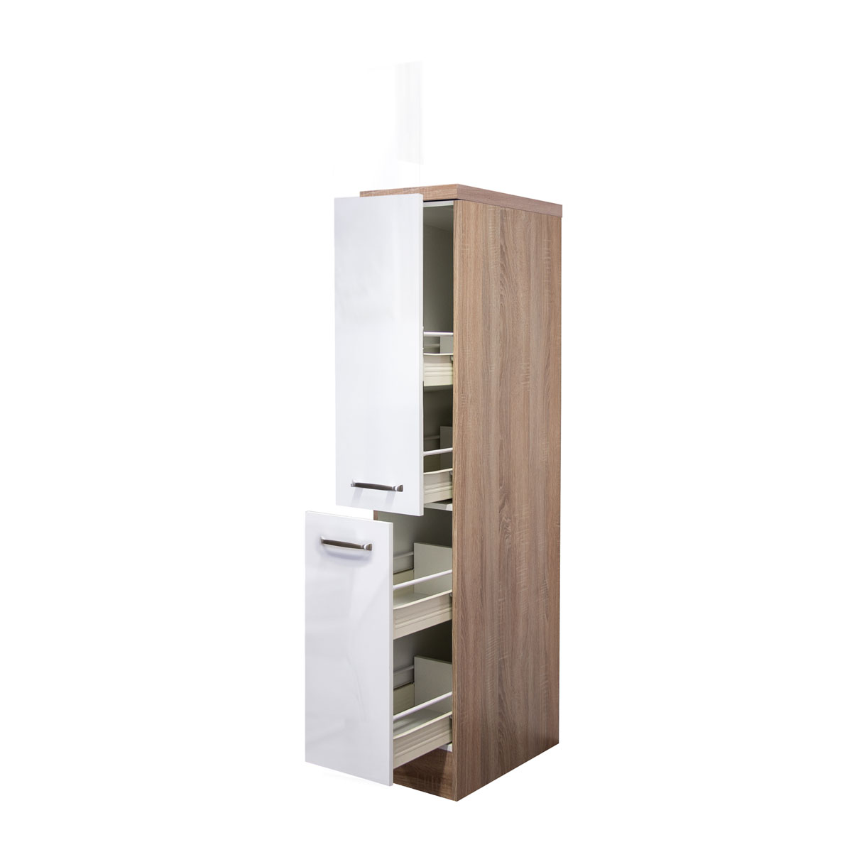Flex-Well Demi-Apothekerschrank „Valero“, 30x162x60 cm, weiß/Sonoma Eiche