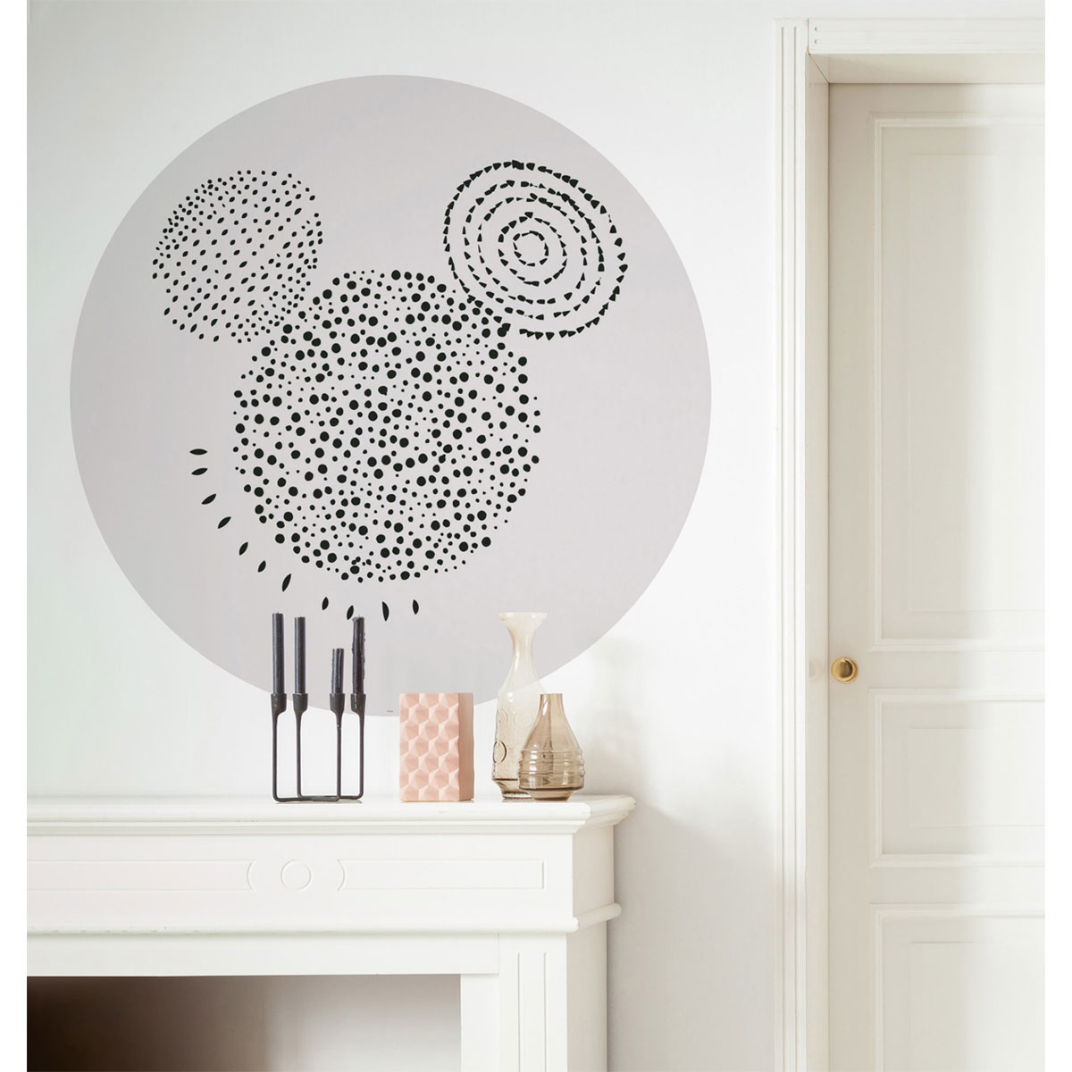 Komar Selbstklebende Vlies Fototapete rund Mickey Stipple Art Durchmesser 125 cm
