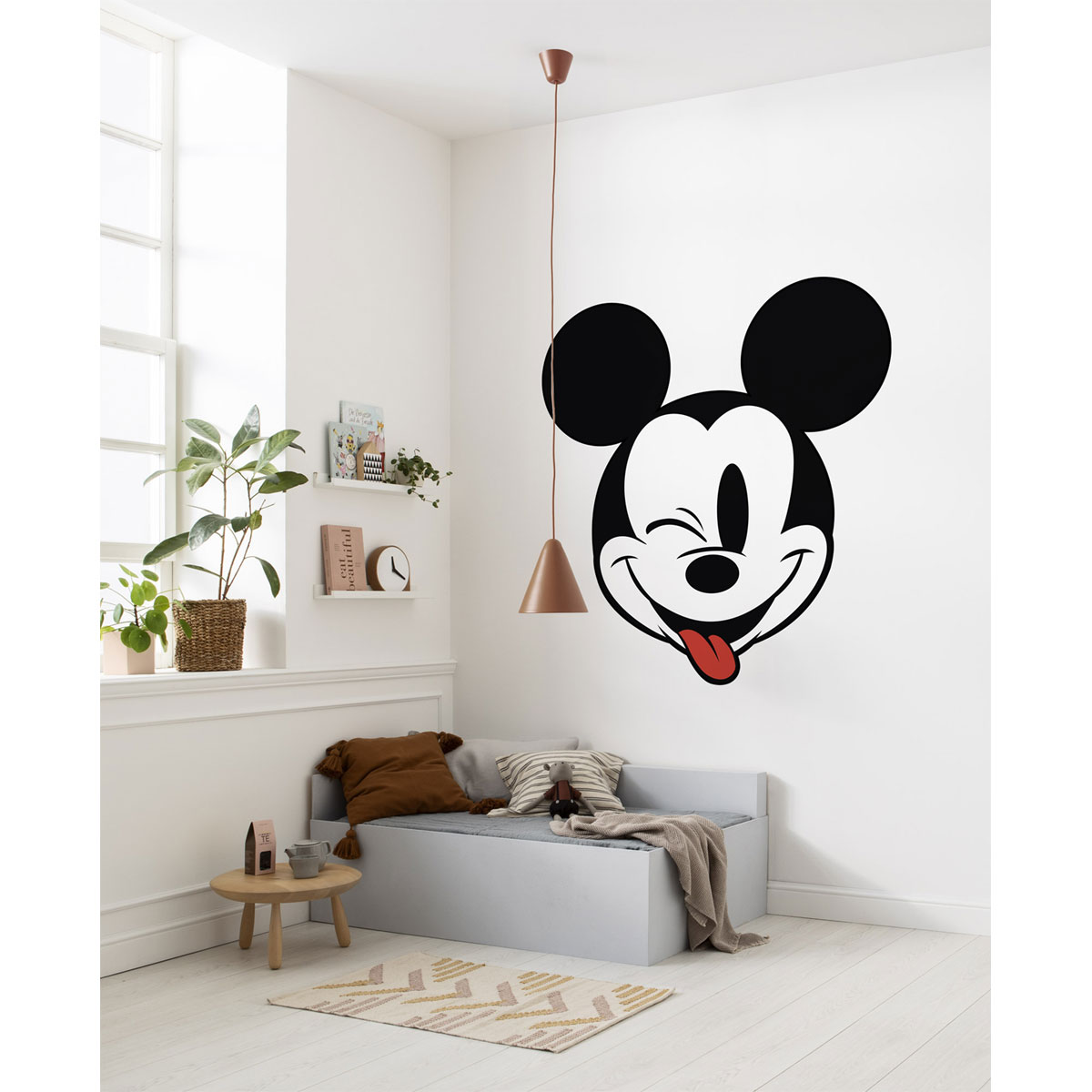 Komar Selbstklebende Vlies Fototapete rund Mickey Head Optimism Durchmesser 125 cm