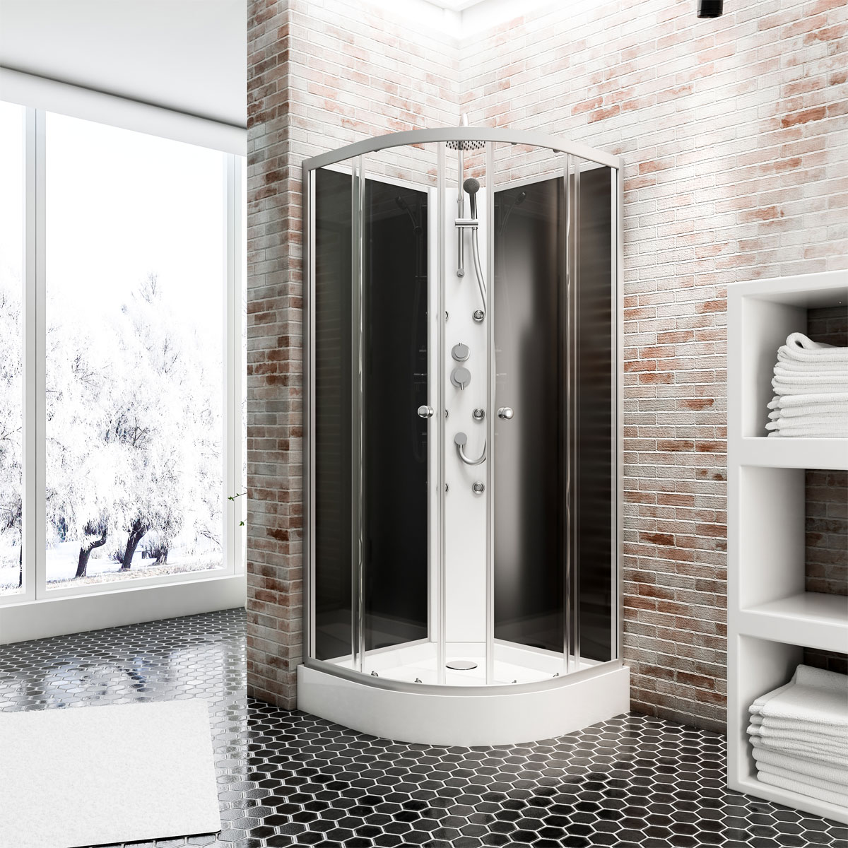 Schulte Komplettdusche Rhodos 225 x 85 x 85 cm schwarz