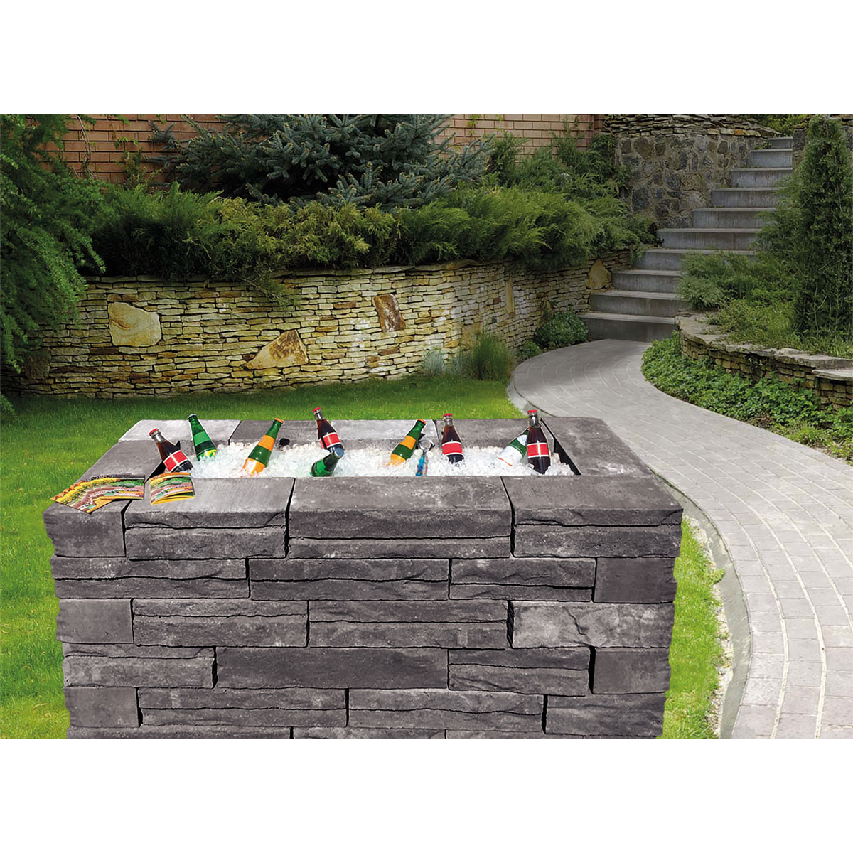 Lusit Modul Eisbar Cremona grau-anthrazit-Melange 65 x 1,55 x 75 cm